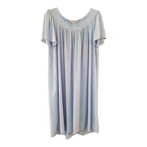 Miss Elaine Classics Women's Silky Sky Blue Flutter Sleeve Nightgown - Size L